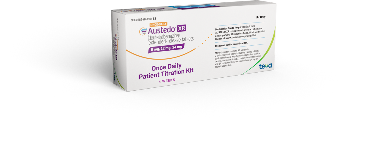 Austedo® XR 4-week titration kit package.